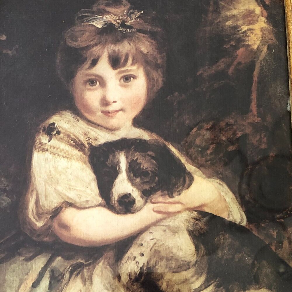 VINTAGE Miss Jane Bowles & Her Dog Joshua Reynolds Gold Framed Italy Italianate - Picture 2 of 8